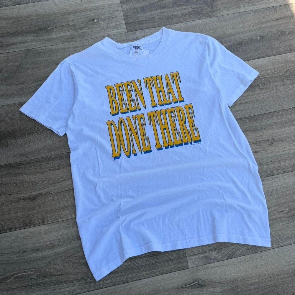Been That Done There Funny Humor Graphic T-Shirt White Mens Large Short Sleeve